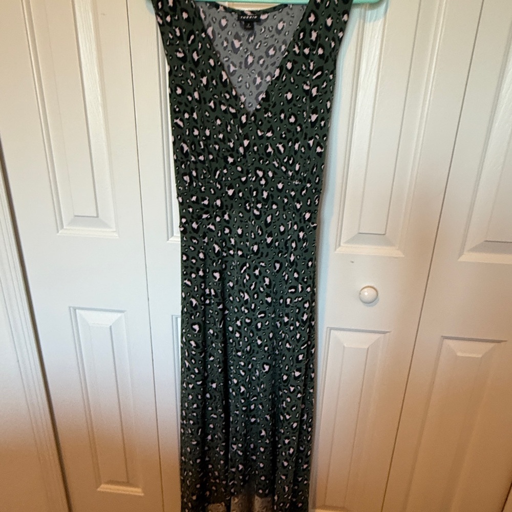 Torrid Green and Pink Leopard Maxi Dress